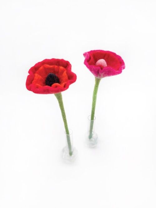 Filzblume "Mohn" 2er-Set, 35cm