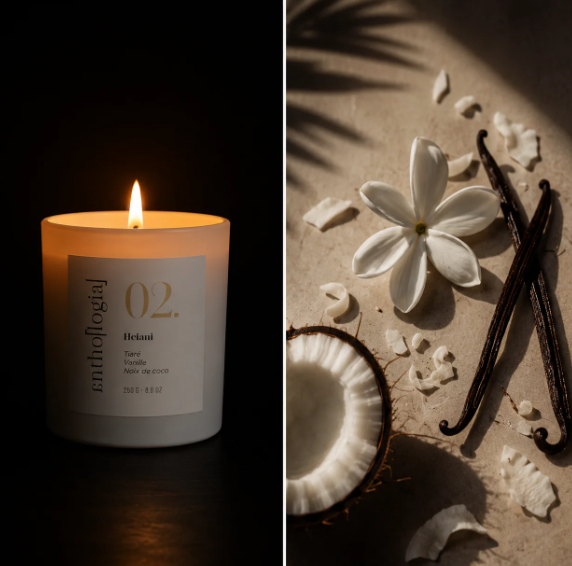 Scented vegetable candle - 02.Heiani (250g/60h)