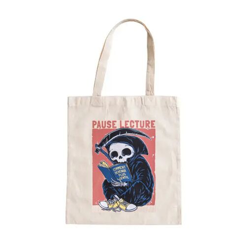 TOTE BAG PAUSE LECTURE 220 GRAMMES QUALITÉ OEKO TEX IMPRIMÉ EN FRANCE