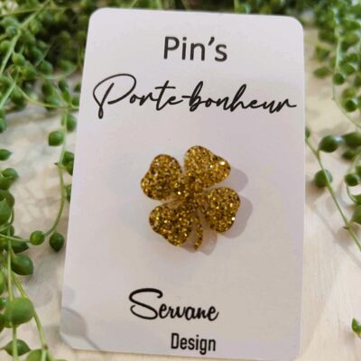 Pin “Amuleto de la suerte” – Purpurina dorada