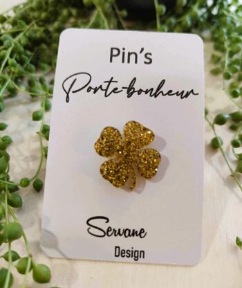 Pin's "Porte-bonheur" - Paillettes dorées