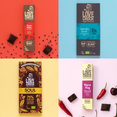 Top 4 Best Sellers! Deliciously Vegan and Organic chocolate (1 Sweet Nibs - CRU, 1 SOUL, 1 Pure Nibs - CRU, 1 Warm Hug)