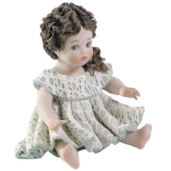 Figurine en porcelaine Leonora, petite fille en robe de dentelle verte 6