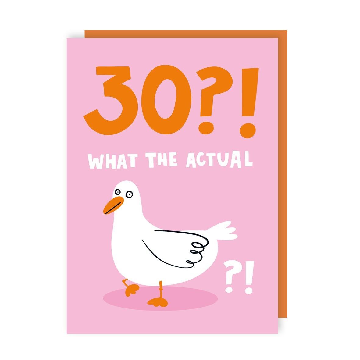Confezione da 6 biglietti di auguri per il 30° compleanno di What The Actual Duck