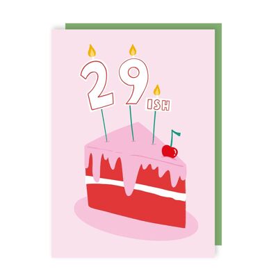 Paquete de 6 tarjetas divertidas de 30 cumpleaños con pastel rosa de 29 años