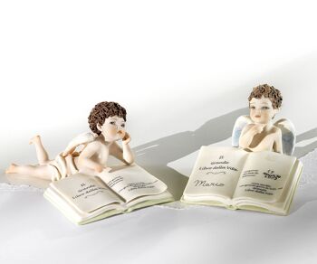 Figurines en porcelaine d'anges avec le Livre de Vie 1
