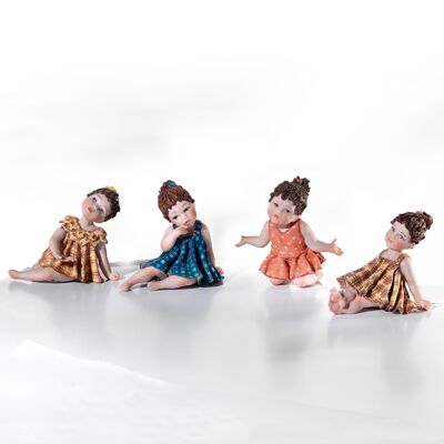 Figurines en porcelaine d'une petite fille à la robe colorée, taille 33