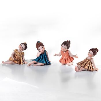 Figurines en porcelaine d'une petite fille à la robe colorée, taille 33 1