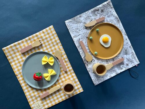 Set de table à colorier - coloriage Licorne lavable et réutilisable - Vichy Bleu