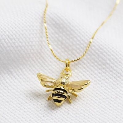 Enamel tiny bee necklace