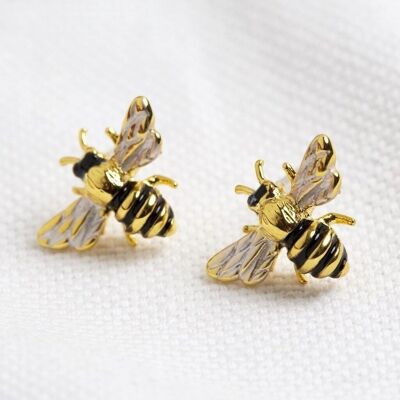Boucles d'oreilles abeille en émail