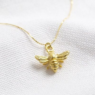 Matt gold bee necklace