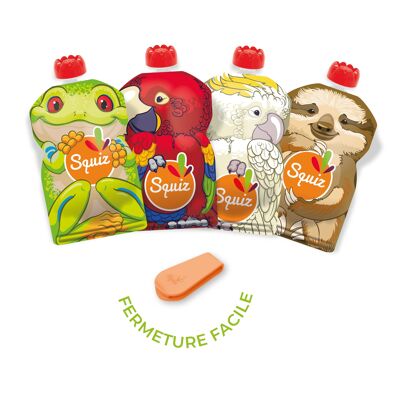 Set de 4 calabazas de compota reutilizables - SQUIZ AMAZONIE 130 ml