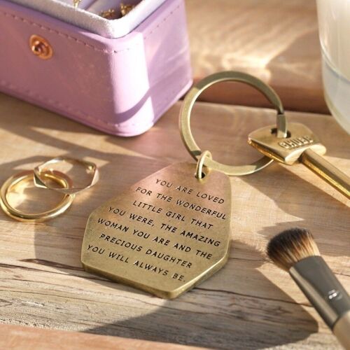 Precious Daughter' Antiqued Brass Keyring