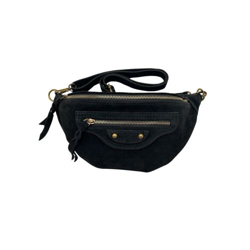 SAC BANANE CUIR DAIM JADE NOIR