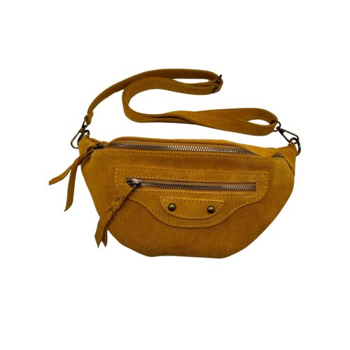 SAC BANANE CUIR DAIM JADE OCRE