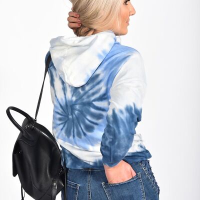 BLAUER HOODIE MIT Batikmuster zum Überziehen-H014