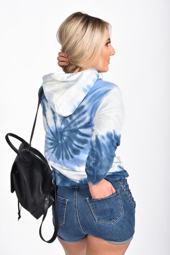 SWEAT À CAPUCHE TIE DYE BLEU-H014 1