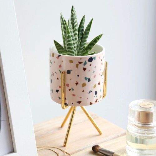 Terrazzo Print Mini Planter and Stand