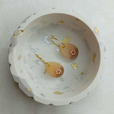 Orecchini a cerchio CREOLINE a forma di uovo di salmone, resina, intreccio miyuki e acciaio inossidabile