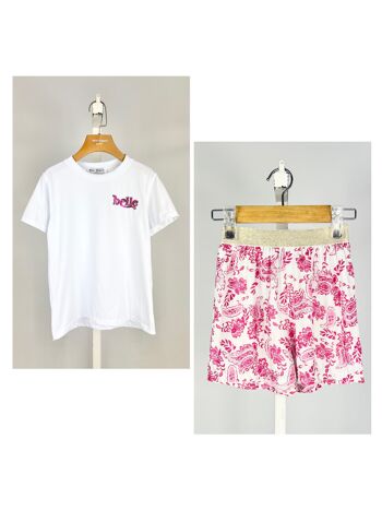 Ensemble t-shirt en coton et short imprimé pour fille 1