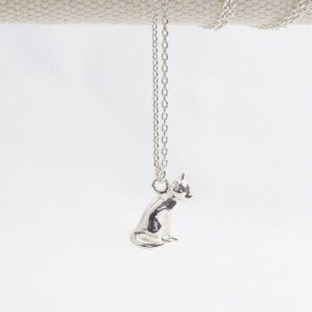 Collier chat en argent brillant