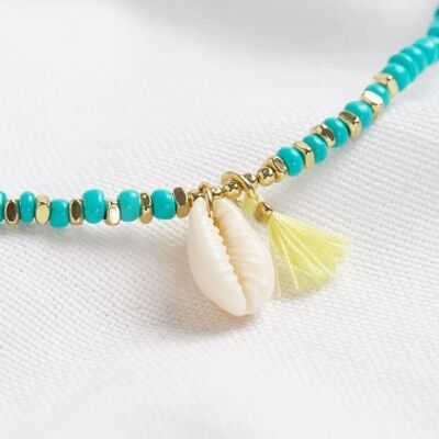 Collier Charm Coquillage Perlé Turquoise