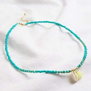 Collier Charm Coquillage Perlé Turquoise 3