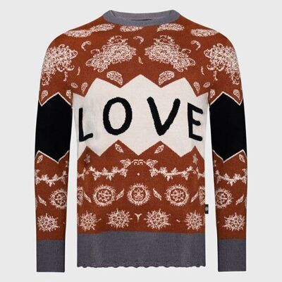 Maglione festivo lavorato a maglia Love Paisley