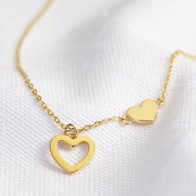 Mismatched Heart Necklace in Gold
