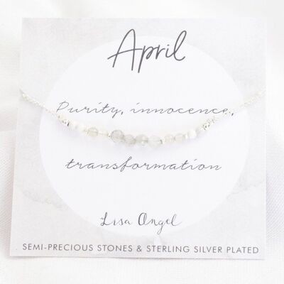 Birthstone Perlenarmband in Silber - April