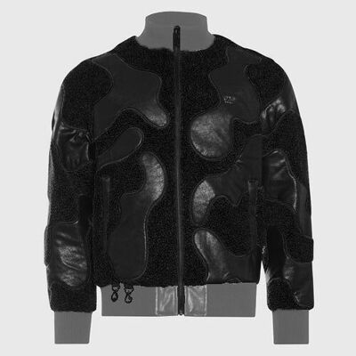 Cazadora bomber de sherpa y piel sintética