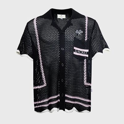 Camicia abbottonata a maniche corte lavorata all'uncinetto Racket Club
