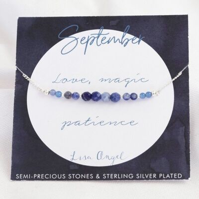 Birthstone Bead Bracelet in Silver - September