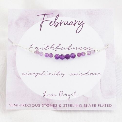 Birthstone Bead Bracelet in Silver - February