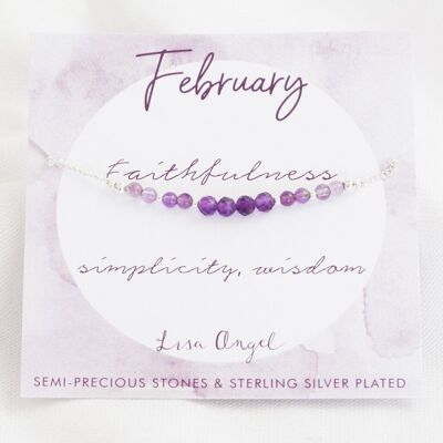 Birthstone Bead Bracelet in Silver - February