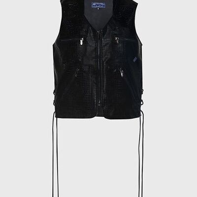 Gilet multiuso da pescatore in pelle di coccodrillo