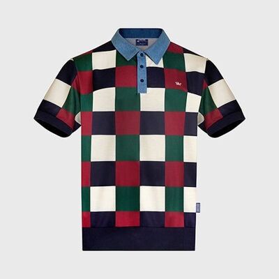Polo a cuadros con cuello vaquero