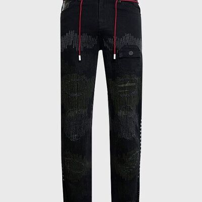 Jeans de mezclilla cómodos con líneas de bordado