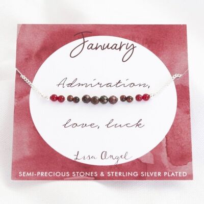 Birthstone Bead Bracelet in Silver - January