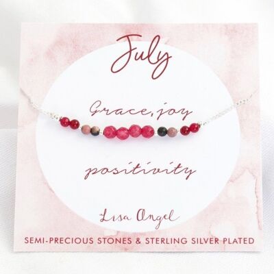 Birthstone Bead Bracelet in Silver - July