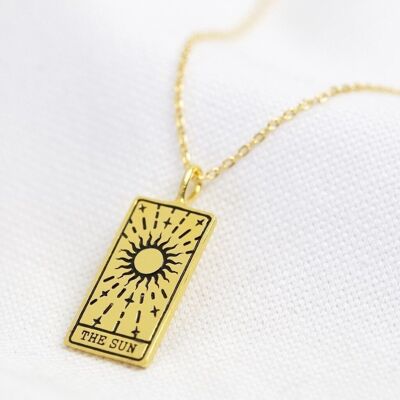 Collana con ciondolo con carta dei tarocchi "Il sole" in oro