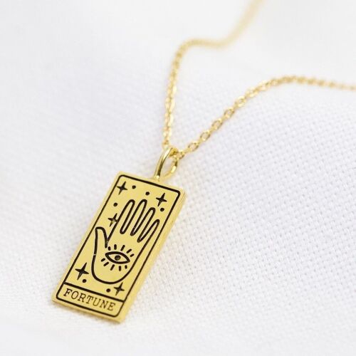 Gold 'Fortune' Tarot Card Pendant Necklace
