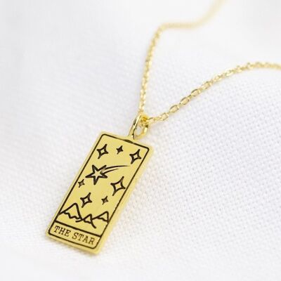 Gold 'The Star' Tarot Card Pendant Necklace
