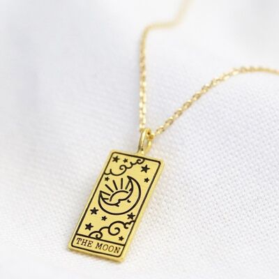 Gold 'The Moon' Tarot Card Pendant Necklace