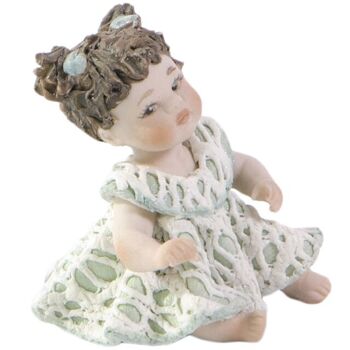 Figurine en porcelaine Thé, petite fille en robe de dentelle verte 3