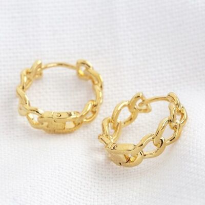 Chain Huggie Hoop Earrings in Gold