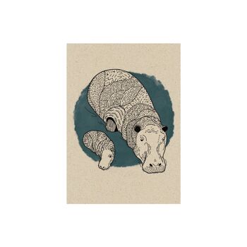 Carte postale A6 avec motif animalier en papier d'herbe durable - Faune 3