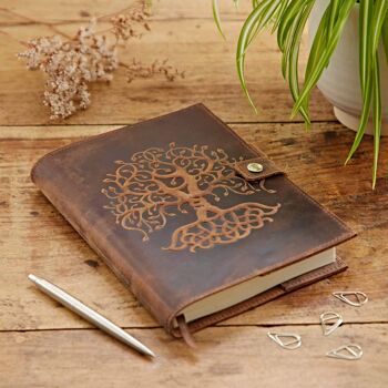 Journal rechargeable en cuir de buffle avec arbre de vie 2