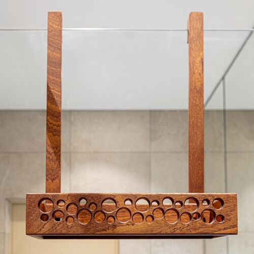 Hanging Shower Shelf "BUBLES", Mahogany Wood